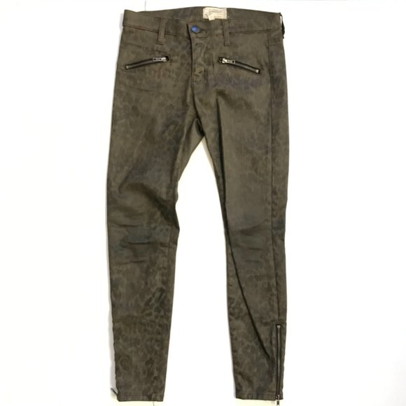 Current Elliott Soho Zip Stiletto Jeans Womens 27 Green Skinny Ankle Zip Stretch - Picture 2 of 13